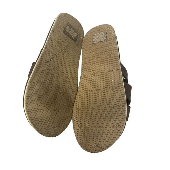 Dockers Brown Faux Leather X Slip on Summer Slide Sandal Mens Size 10 M - Picture 7 of 7